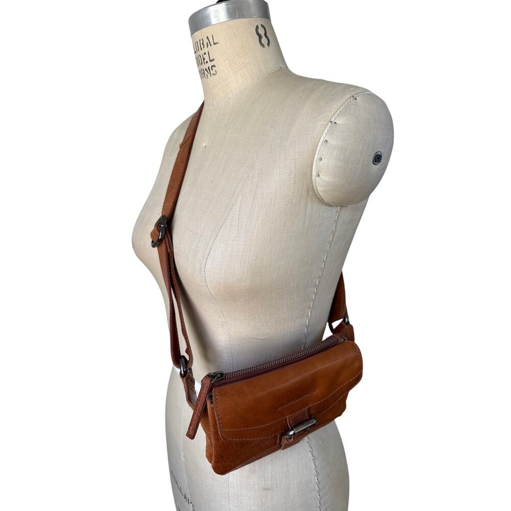 SPIKES & SPARROW Leather Crossbody Waist Belt Bag in Brown